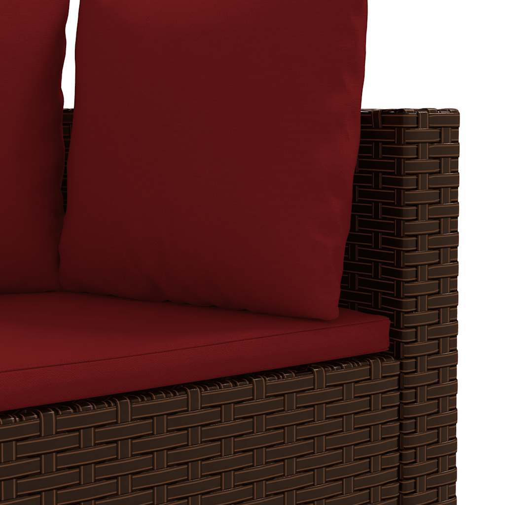 4-delige Loungeset met kussens poly rattan bruin – afbeelding 6