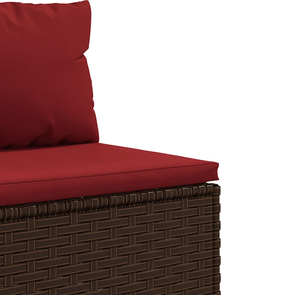 4-delige Loungeset met kussens poly rattan bruin – afbeelding 7