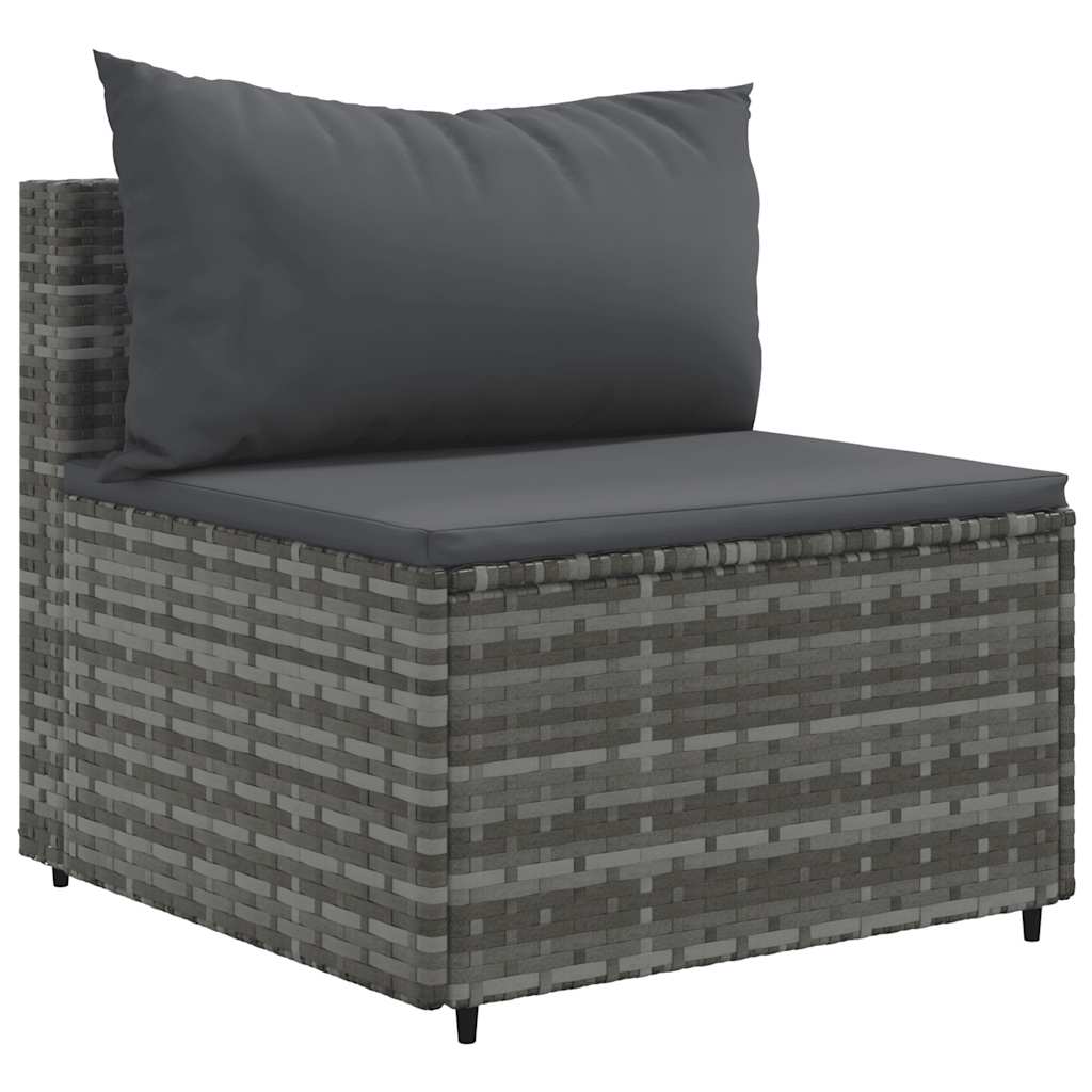 7-delige Loungeset met kussens poly rattan grijs – afbeelding 4