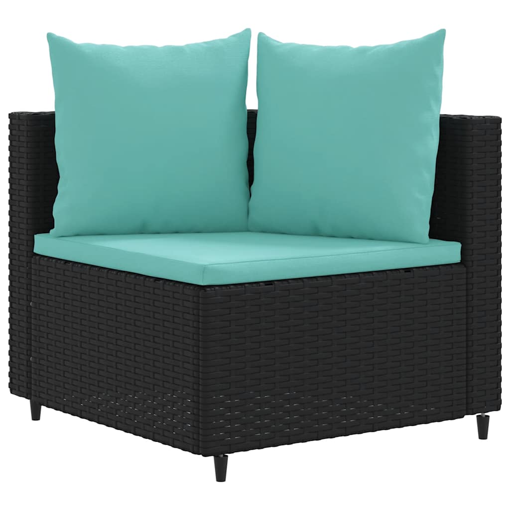 8-delige Loungeset met kussens poly rattan zwart – afbeelding 3