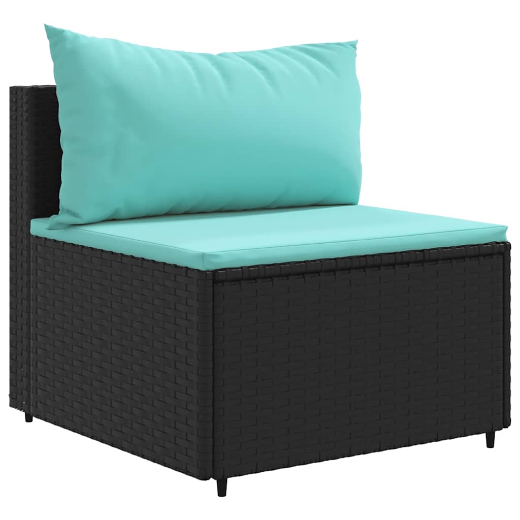 8-delige Loungeset met kussens poly rattan zwart – afbeelding 4