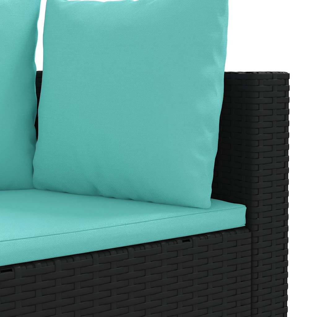 8-delige Loungeset met kussens poly rattan zwart – afbeelding 6