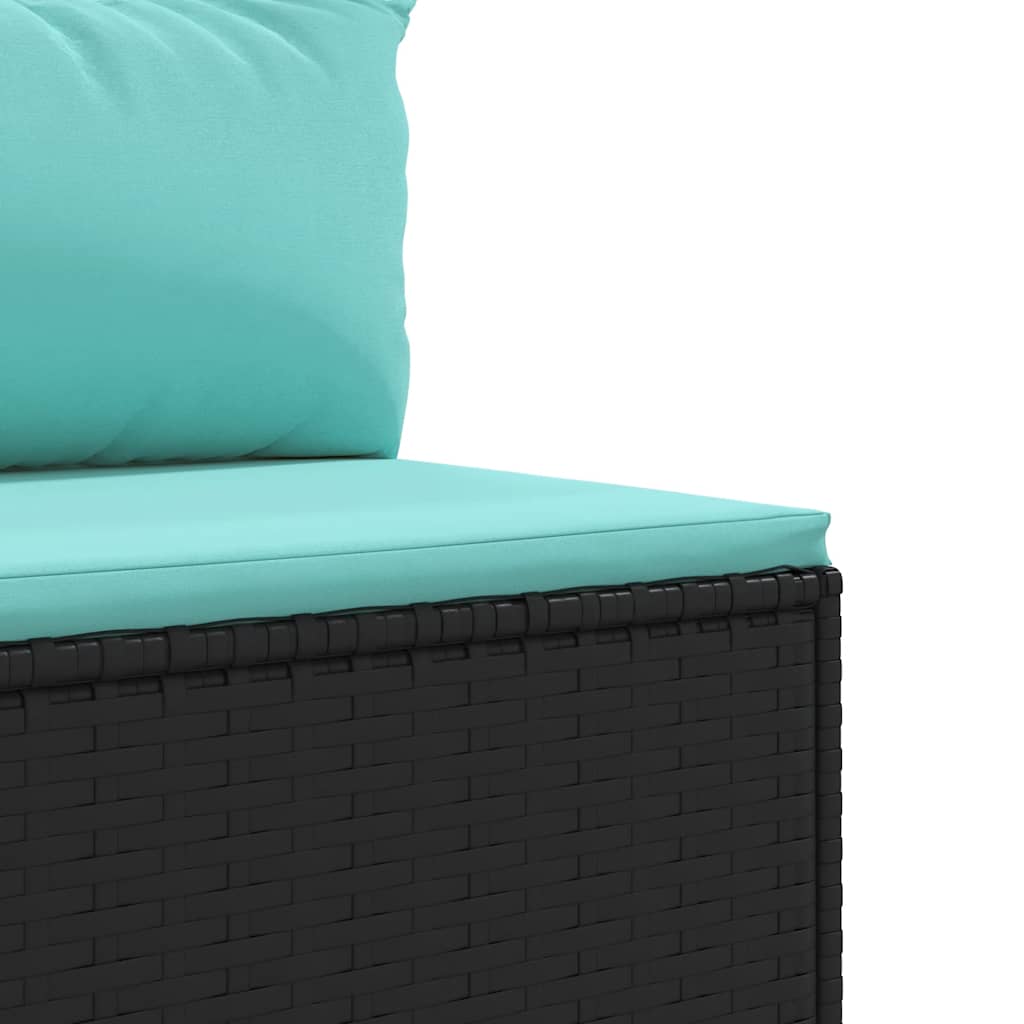 8-delige Loungeset met kussens poly rattan zwart – afbeelding 7