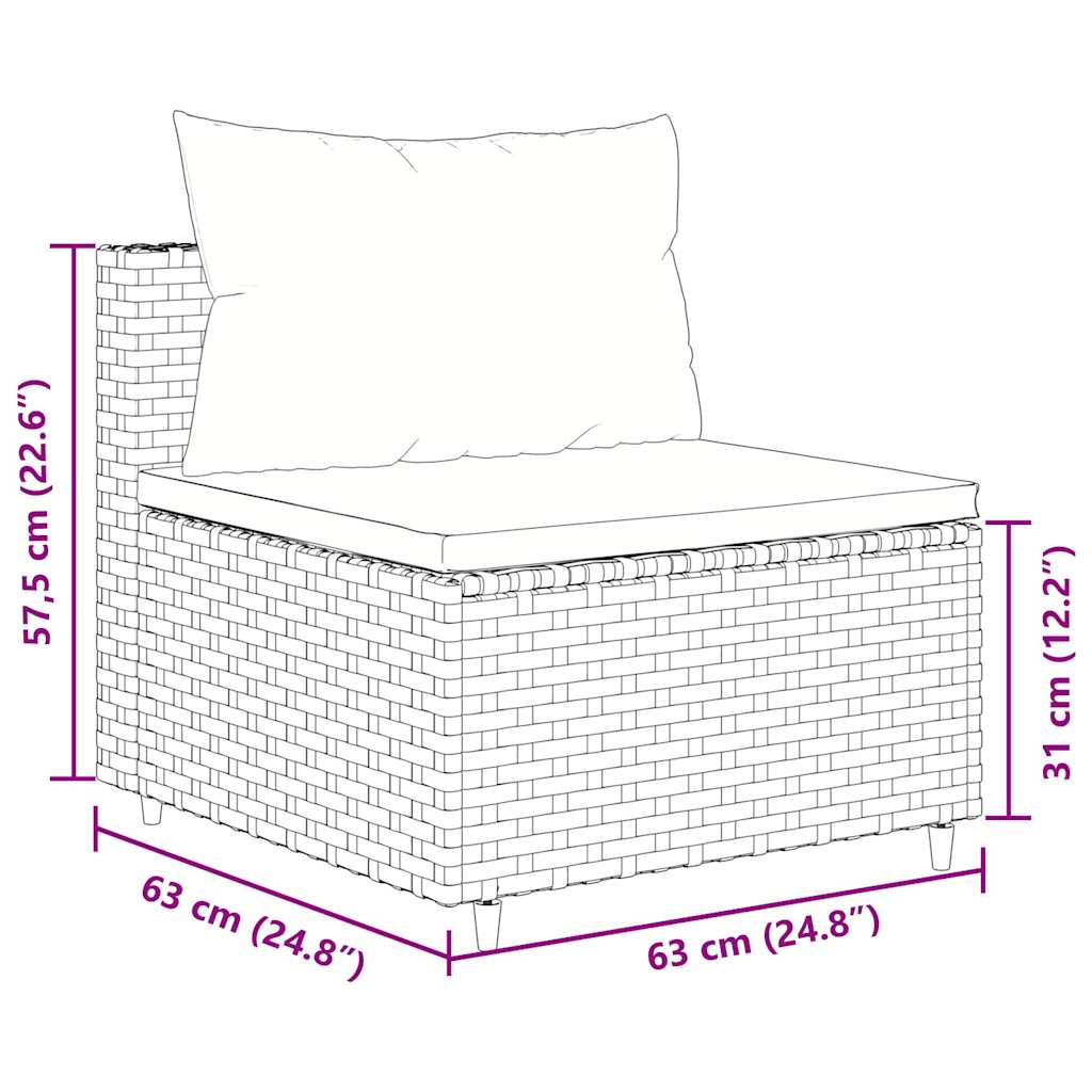 10-delige Loungeset met kussens poly rattan grijs – afbeelding 12