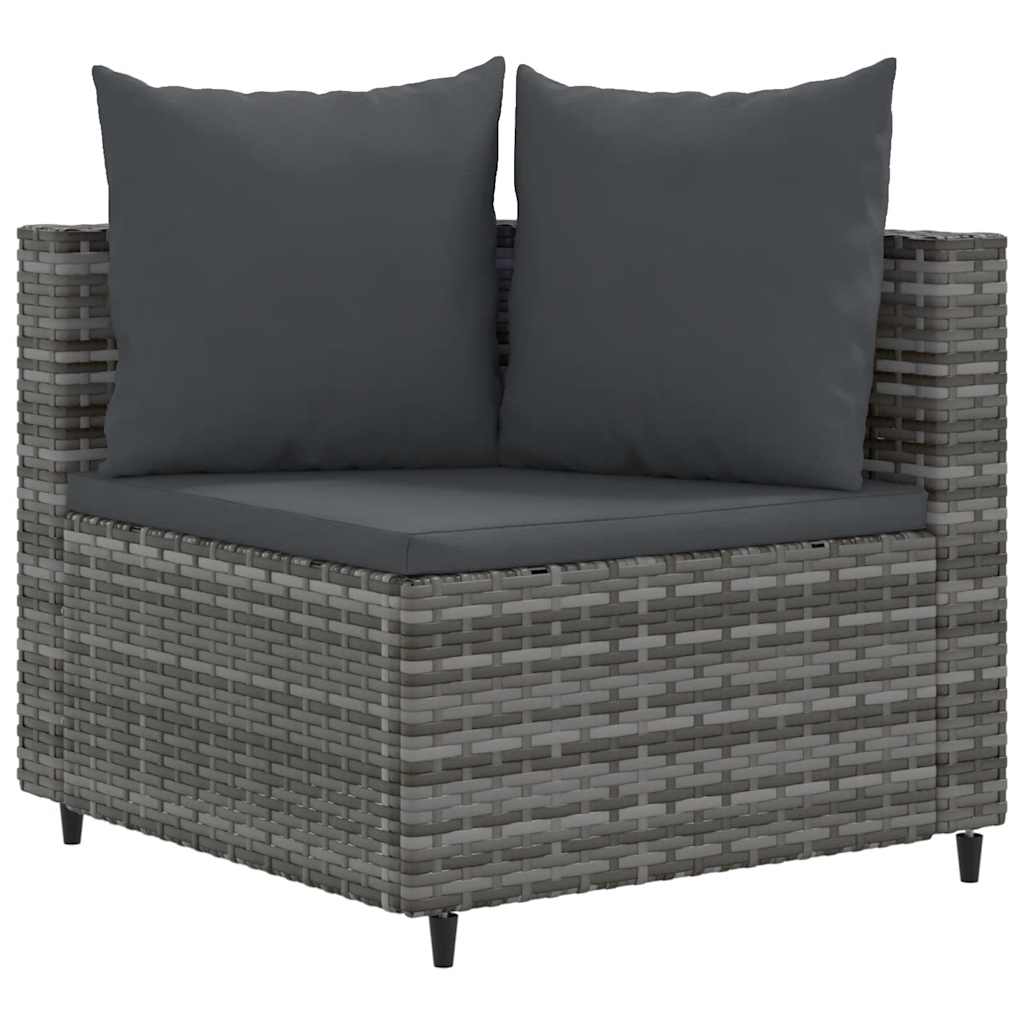 10-delige Loungeset met kussens poly rattan grijs – afbeelding 3