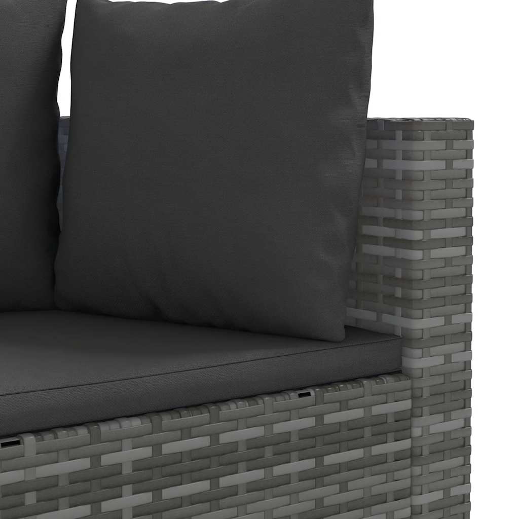 10-delige Loungeset met kussens poly rattan grijs – afbeelding 7