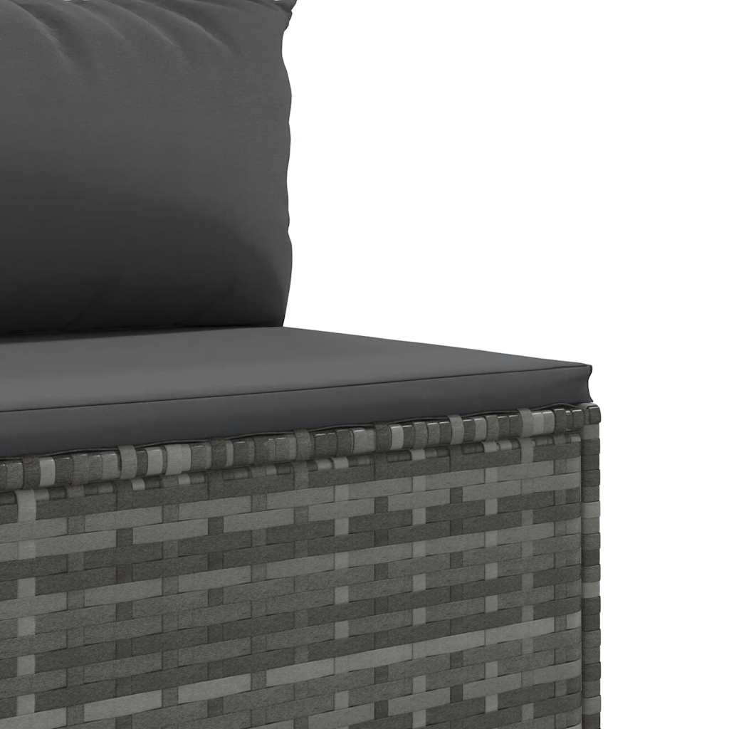 10-delige Loungeset met kussens poly rattan grijs – afbeelding 8