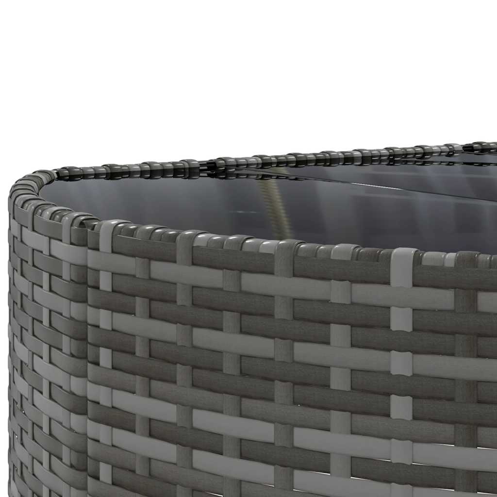 10-delige Loungeset met kussens poly rattan grijs – afbeelding 9
