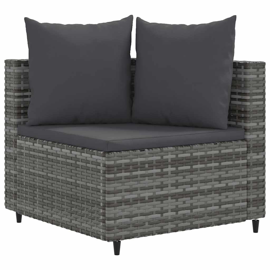 4-delige Loungeset met kussens poly rattan grijs – afbeelding 3