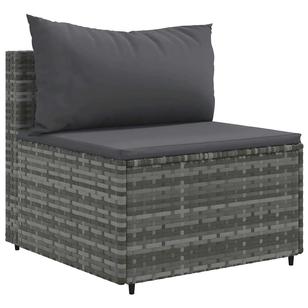 4-delige Loungeset met kussens poly rattan grijs – afbeelding 4