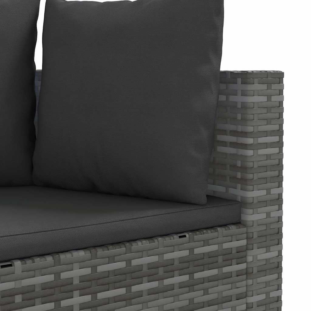 4-delige Loungeset met kussens poly rattan grijs – afbeelding 5
