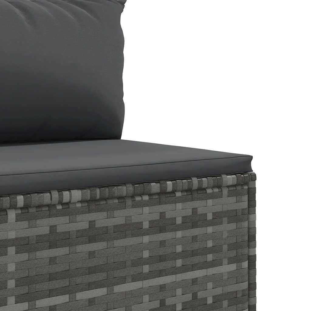 4-delige Loungeset met kussens poly rattan grijs – afbeelding 6