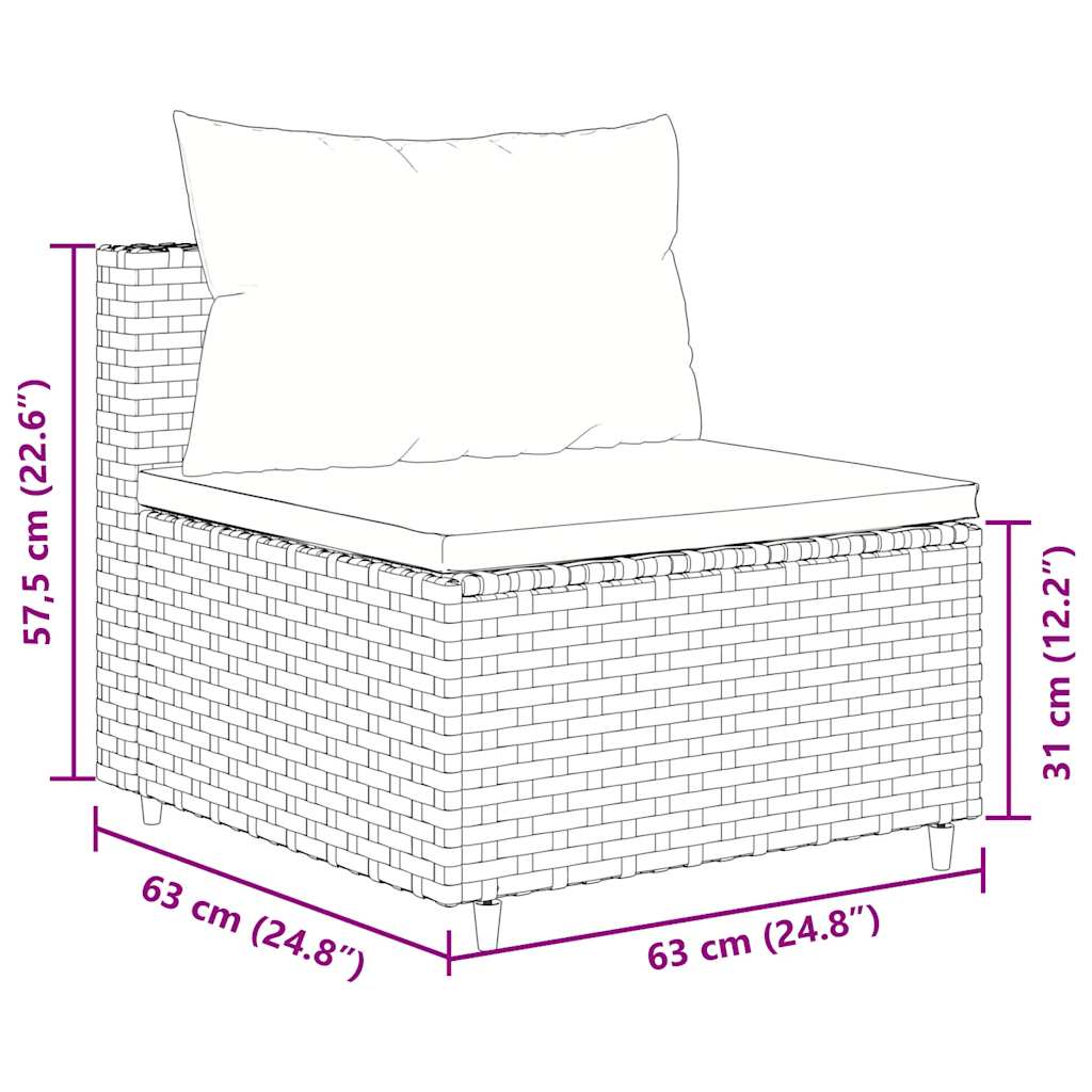 4-delige Loungeset met kussens poly rattan grijs – afbeelding 9