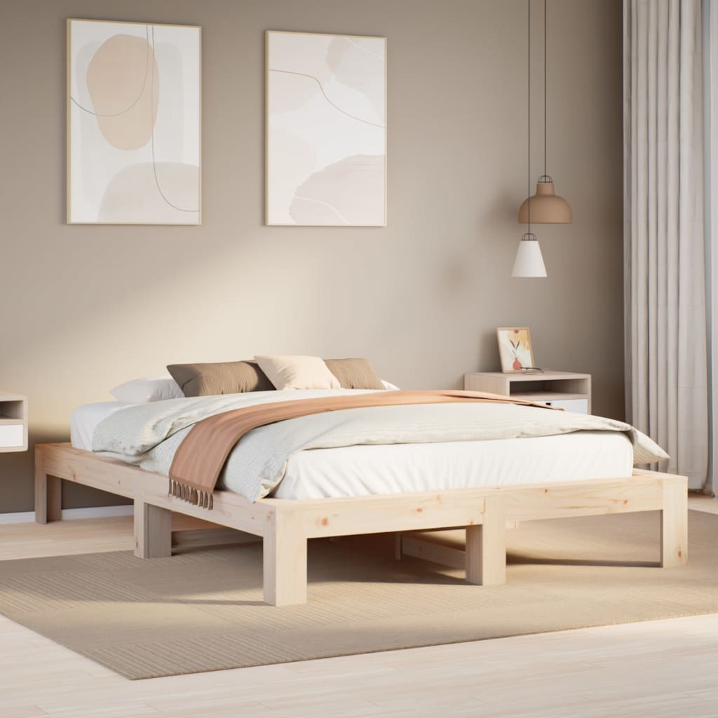 Bedframe zonder matras massief grenenhout 150x200 cm – afbeelding 1