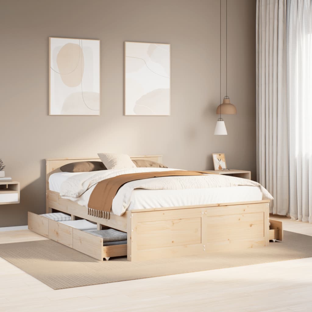 Bedframe zonder matras met hoofdbord grenenhout 150x200 cm – afbeelding 1