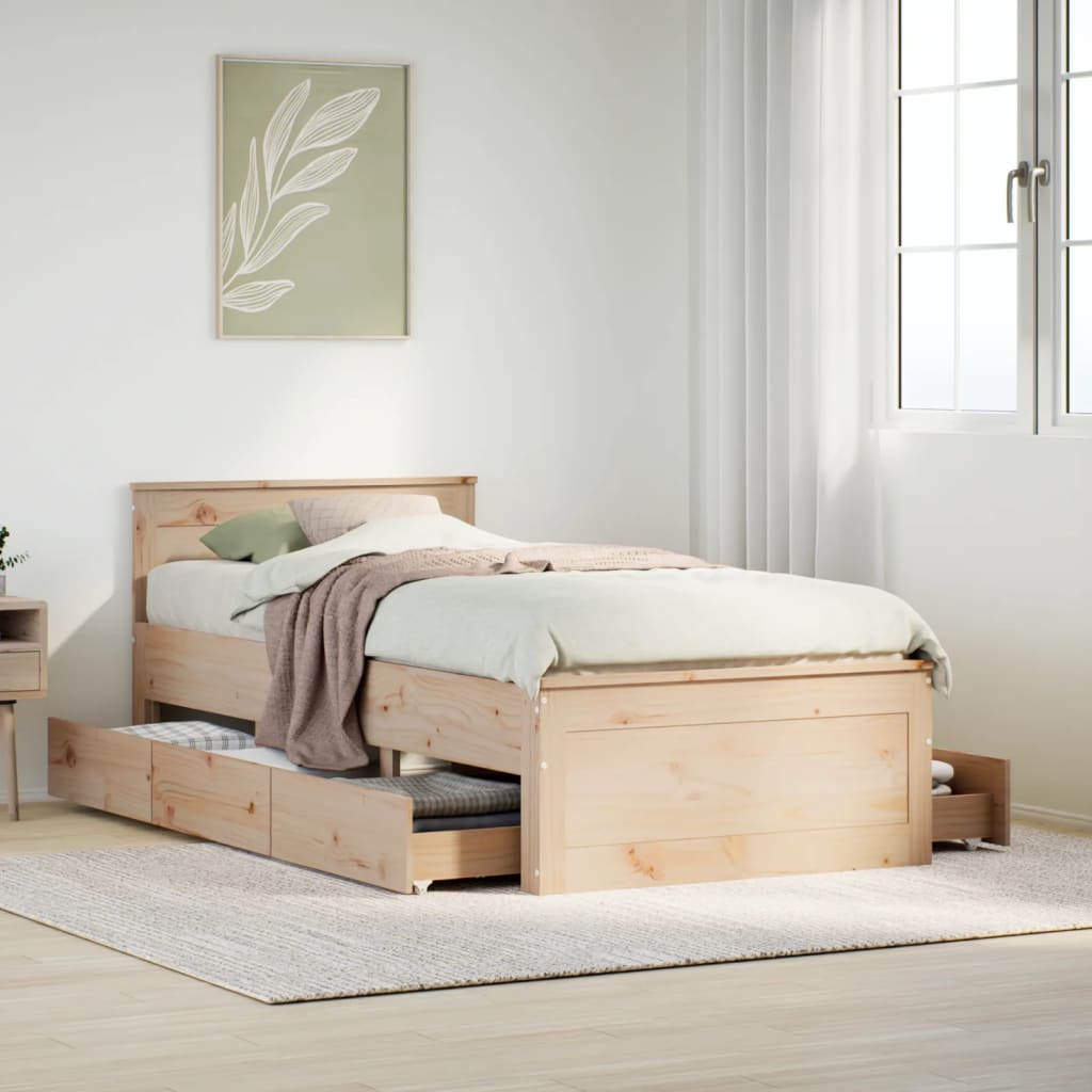 Bedframe zonder matras met hoofdbord grenenhout 90x200 cm – afbeelding 1