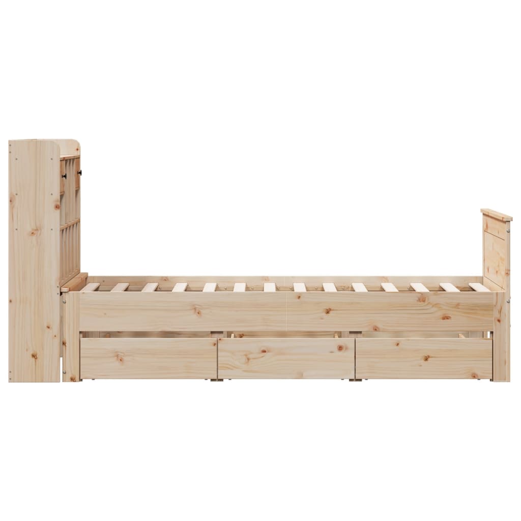 Bed met boekenkast zonder matras massief grenenhout 90x200 cm – afbeelding 5