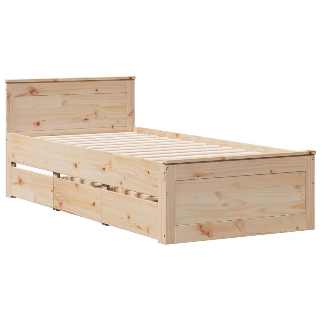 Bed met boekenkast zonder matras massief grenenhout 90x200 cm – afbeelding 8