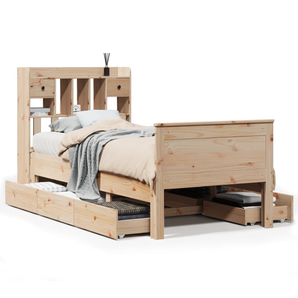 Bed met boekenkast zonder matras massief grenenhout 90x190 cm – afbeelding 2