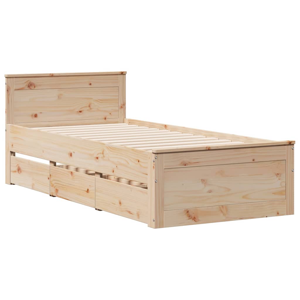 Bed met boekenkast zonder matras massief grenenhout 90x190 cm – afbeelding 8
