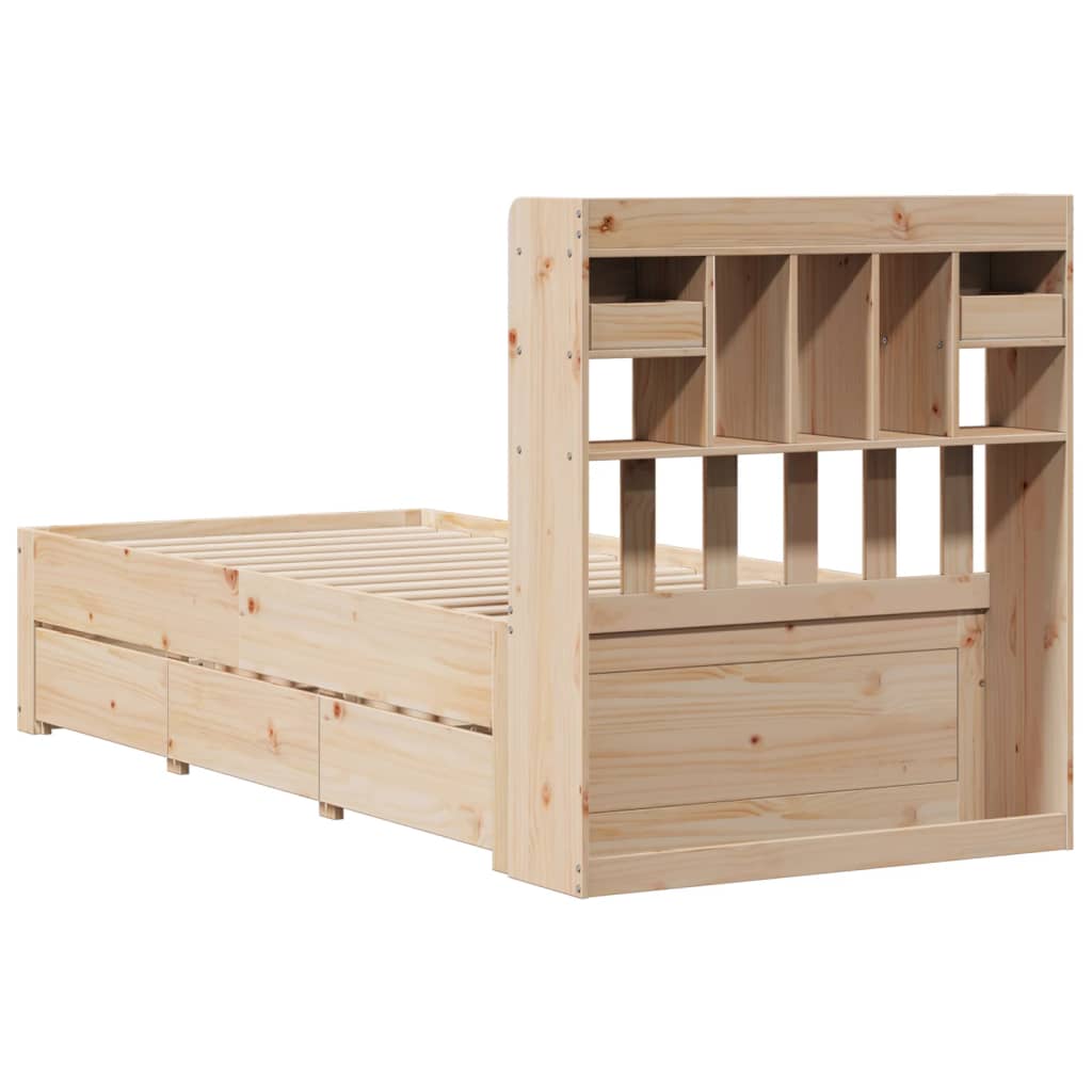 Bed met boekenkast zonder matras massief grenenhout 75x190 cm – afbeelding 11