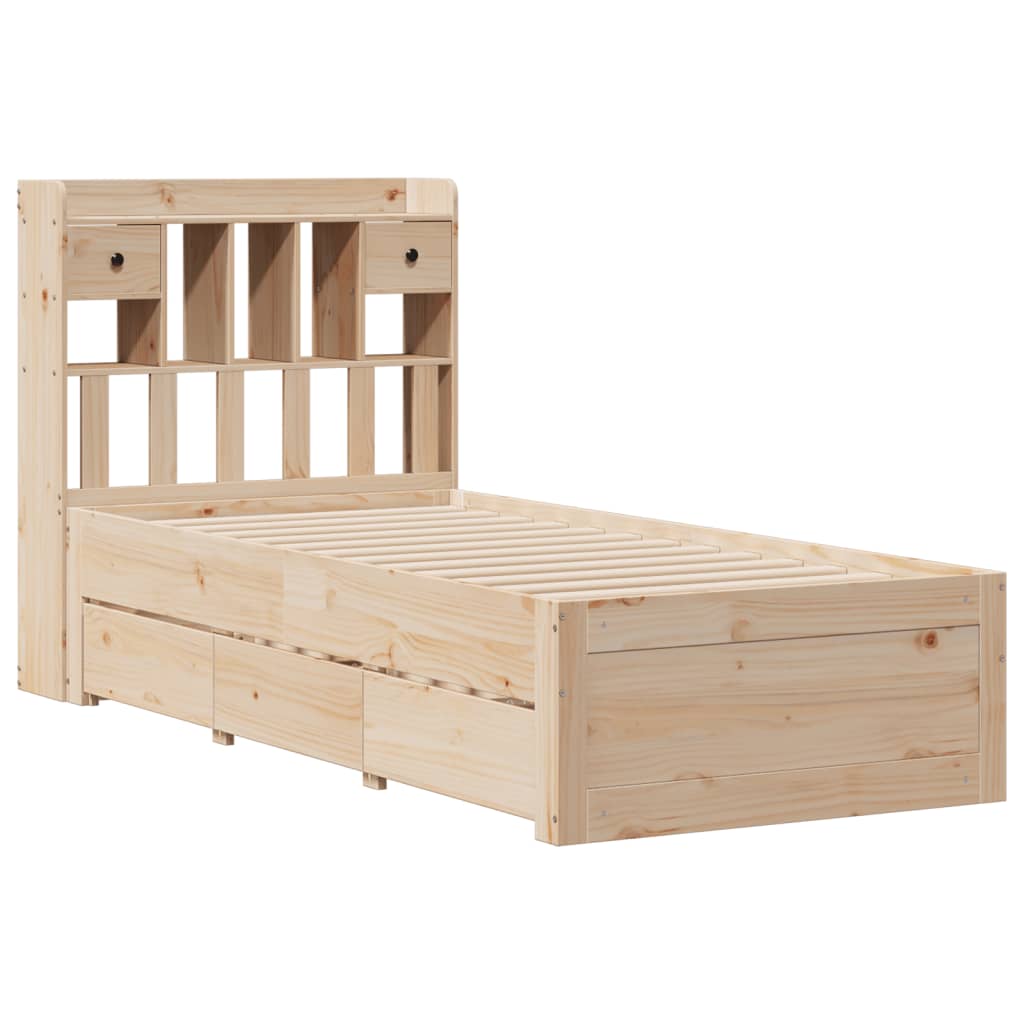 Bed met boekenkast zonder matras massief grenenhout 75x190 cm – afbeelding 3