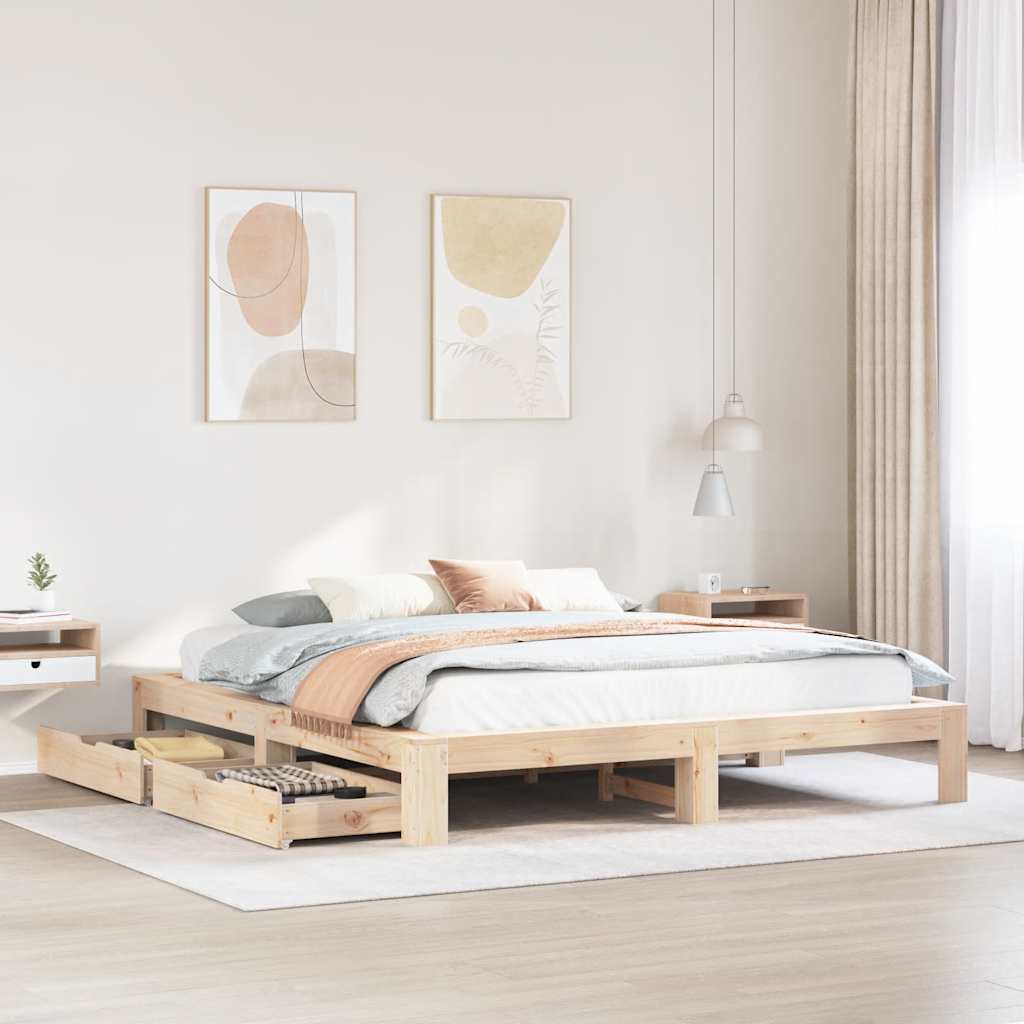 Bedframe zonder matras massief grenenhout 200x200 cm – afbeelding 1