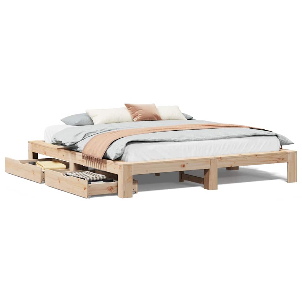 Bedframe zonder matras massief grenenhout 200x200 cm – afbeelding 2
