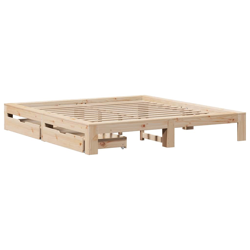Bedframe zonder matras massief grenenhout 200x200 cm – afbeelding 3