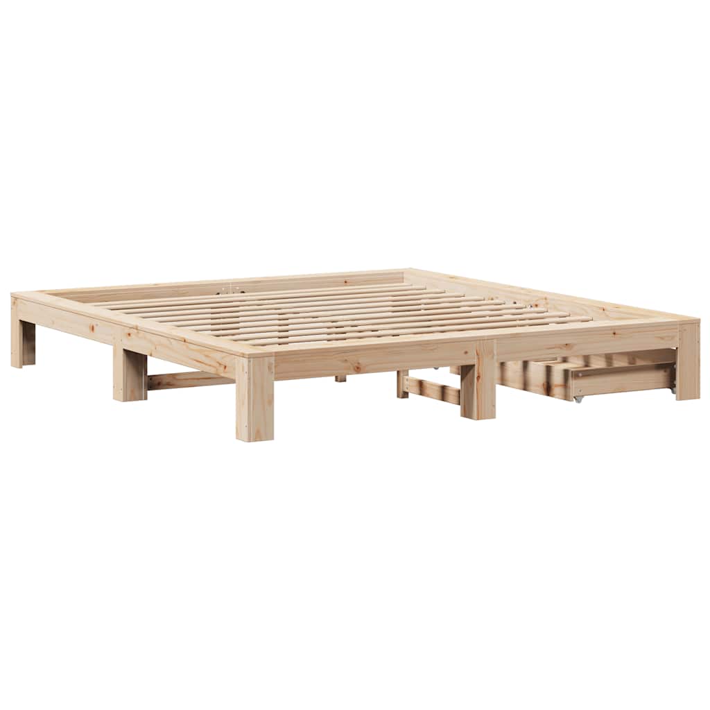 Bedframe zonder matras massief grenenhout 200x200 cm – afbeelding 8
