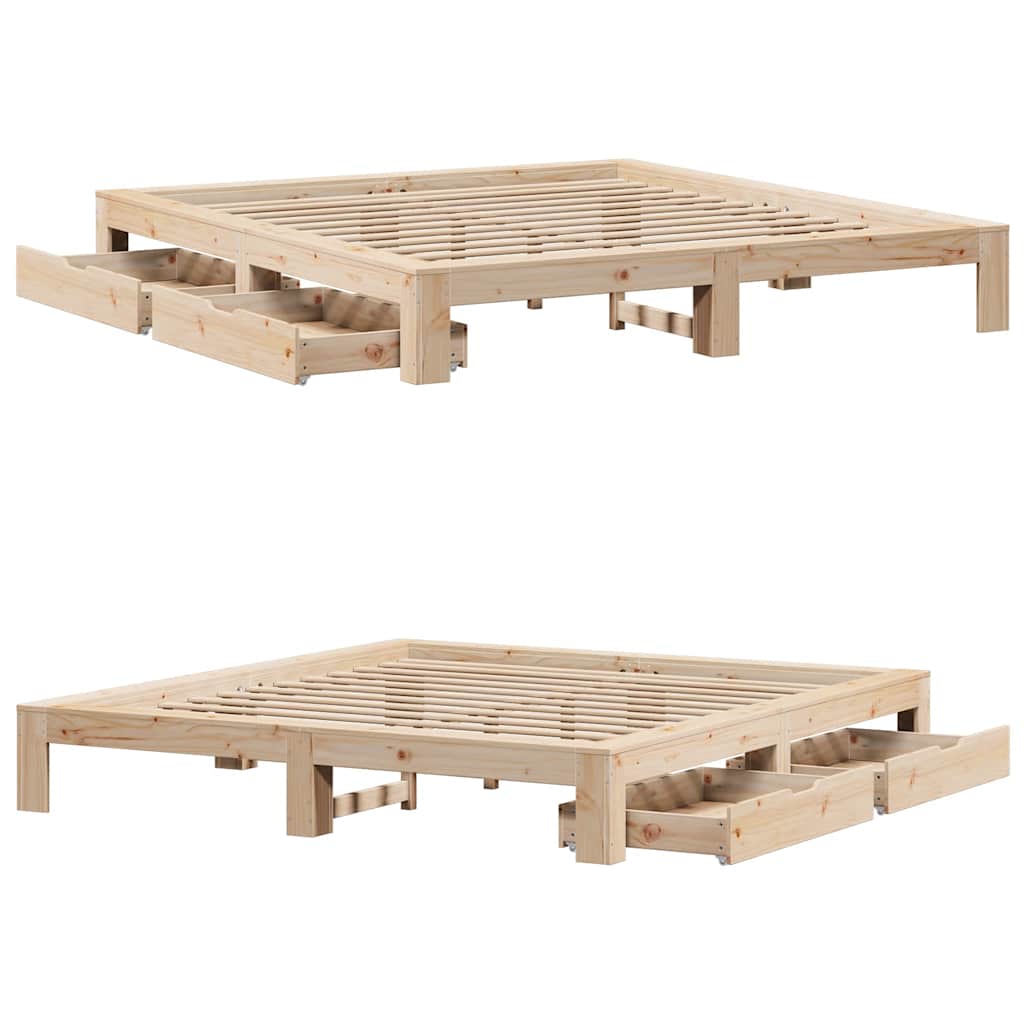 Bedframe zonder matras massief grenenhout 200x200 cm – afbeelding 9