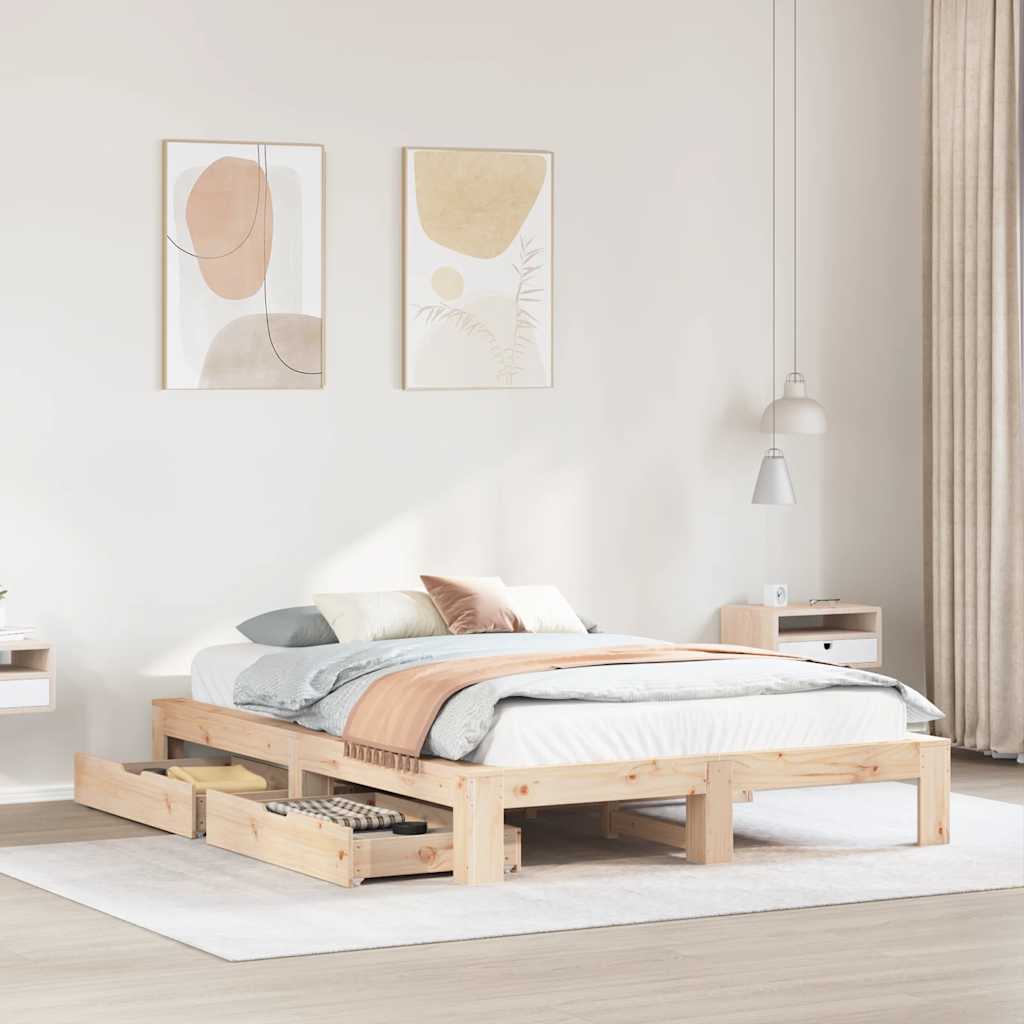 Bedframe zonder matras massief grenenhout 150x200 cm – afbeelding 1