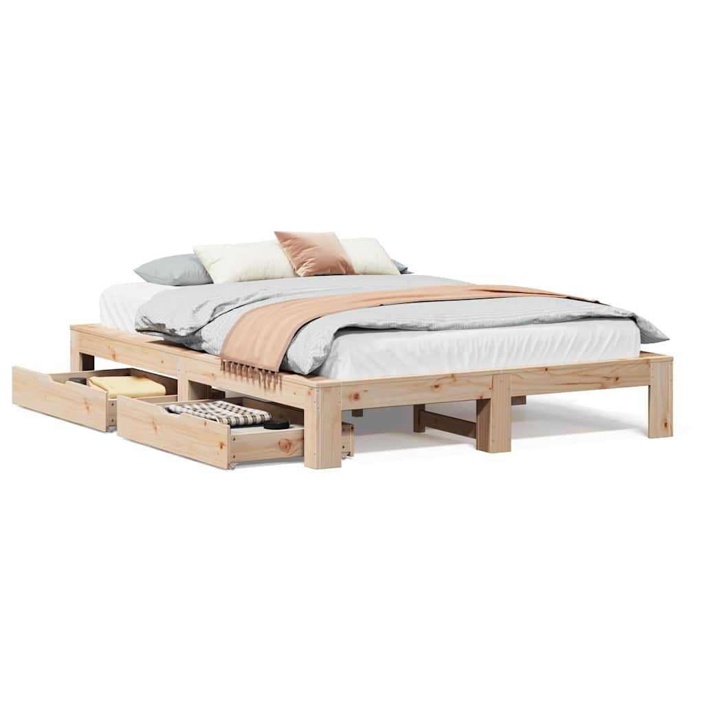 Bedframe zonder matras massief grenenhout 150x200 cm – afbeelding 2