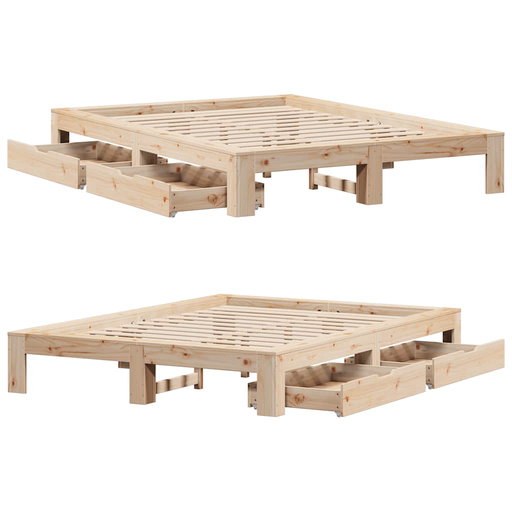 Bedframe zonder matras massief grenenhout 150x200 cm – afbeelding 9