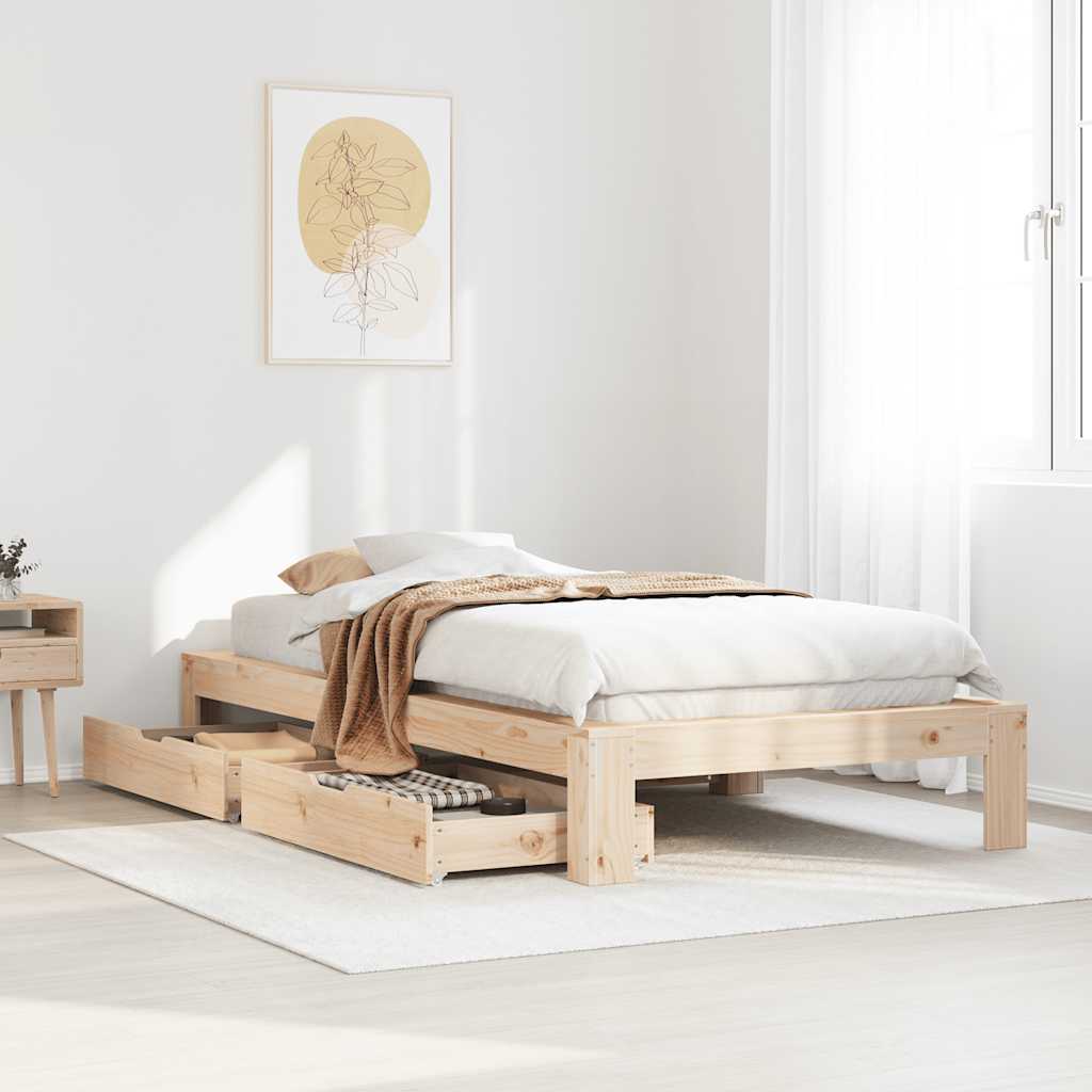 Bedframe zonder matras massief grenenhout 100x200 cm – afbeelding 1