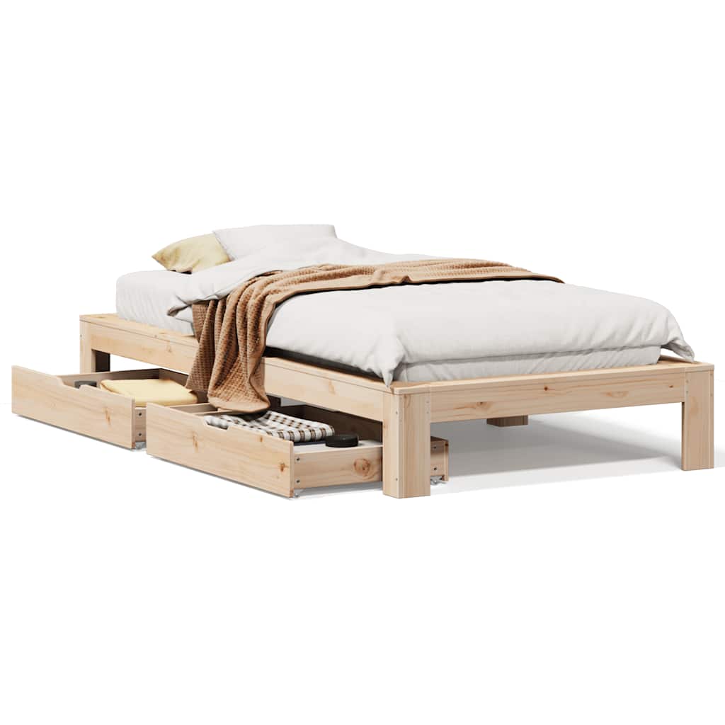 Bedframe zonder matras massief grenenhout 100x200 cm – afbeelding 2