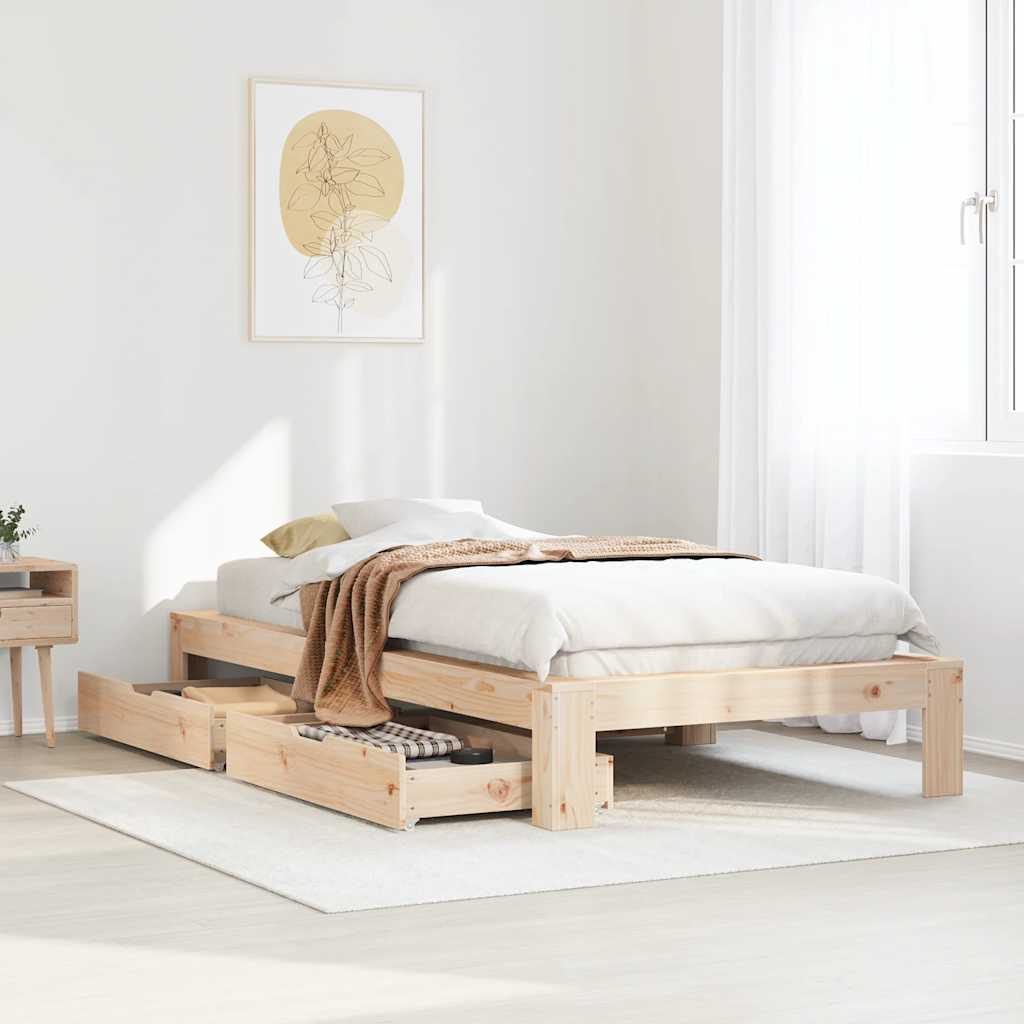 Bedframe zonder matras massief grenenhout 90x200 cm – afbeelding 1