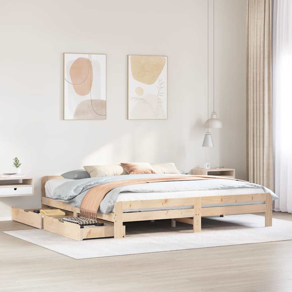 Bedframe zonder matras massief grenenhout 200x200 cm – afbeelding 1