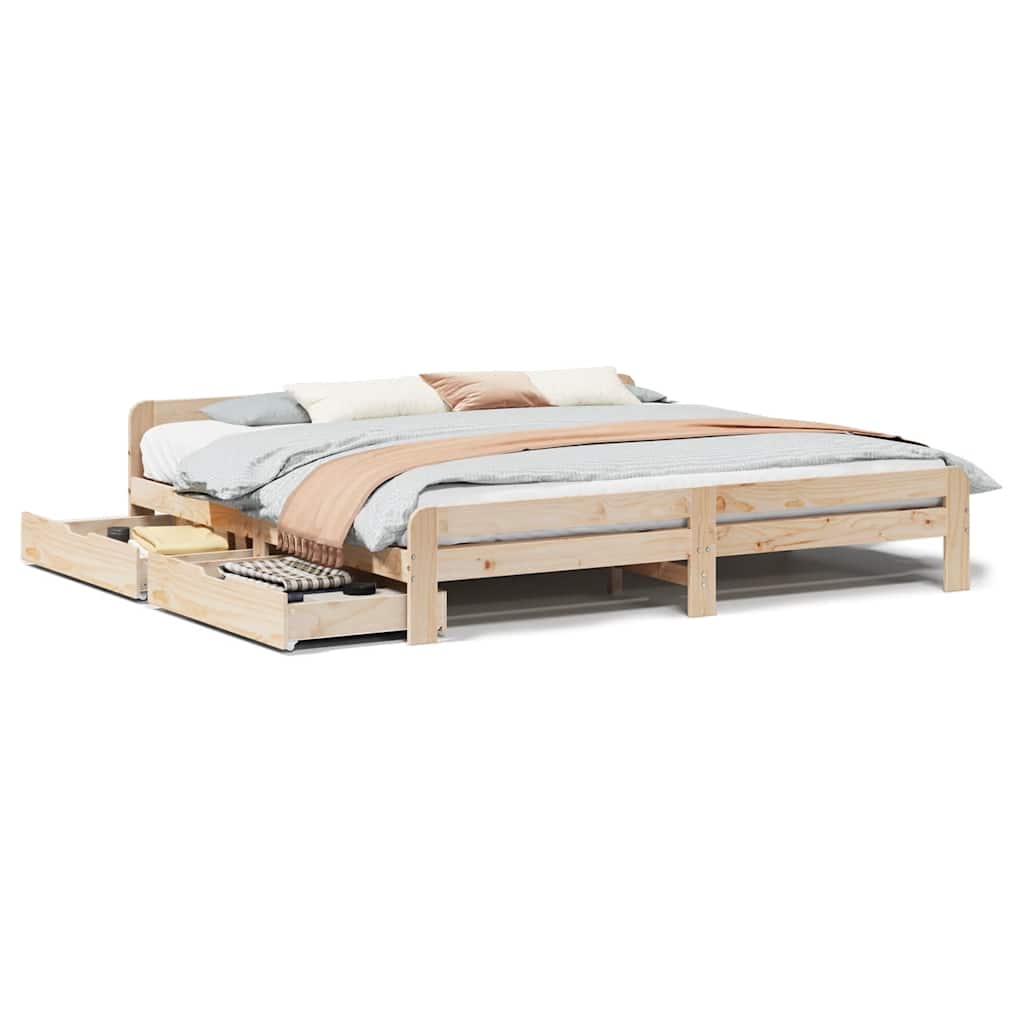Bedframe zonder matras massief grenenhout 200x200 cm – afbeelding 2