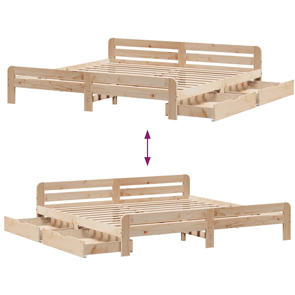 Bedframe zonder matras massief grenenhout 200x200 cm – afbeelding 9