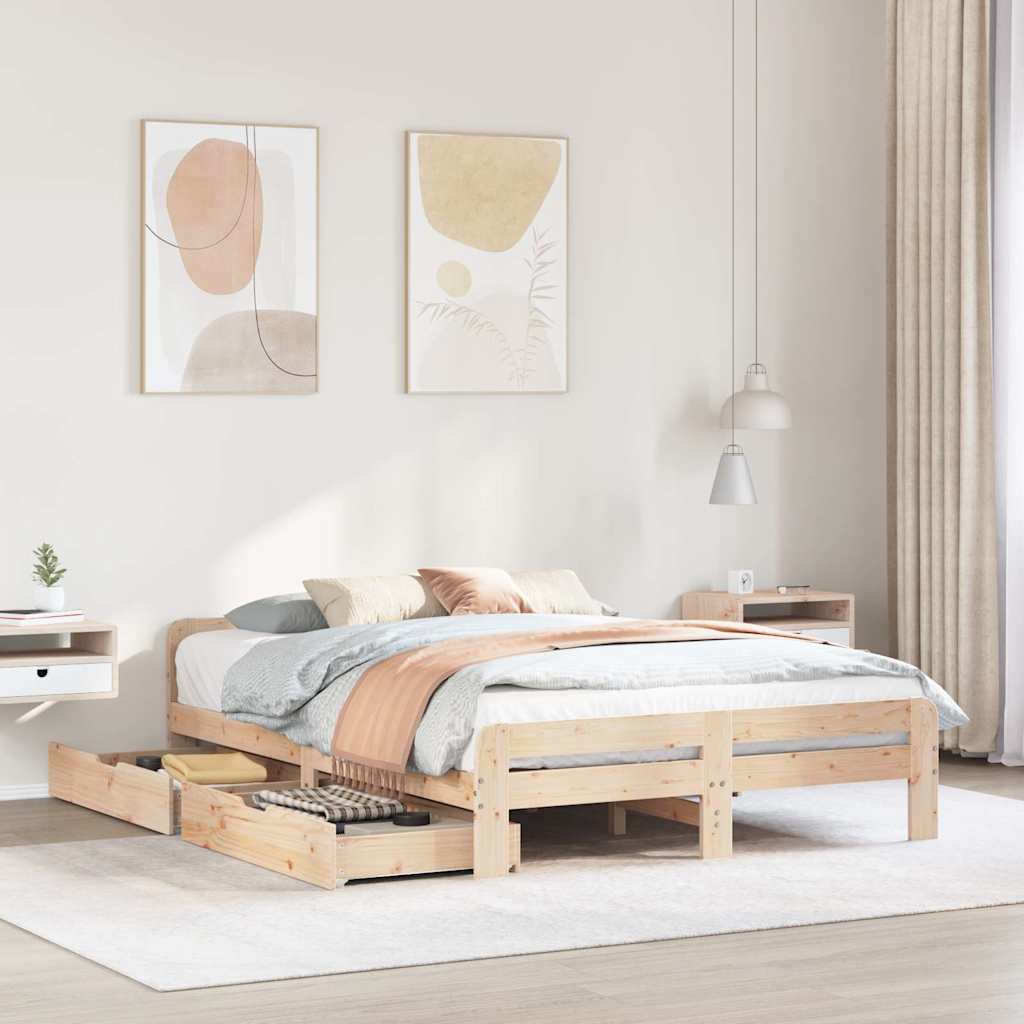 Bedframe zonder matras massief grenenhout 150x200 cm – afbeelding 1
