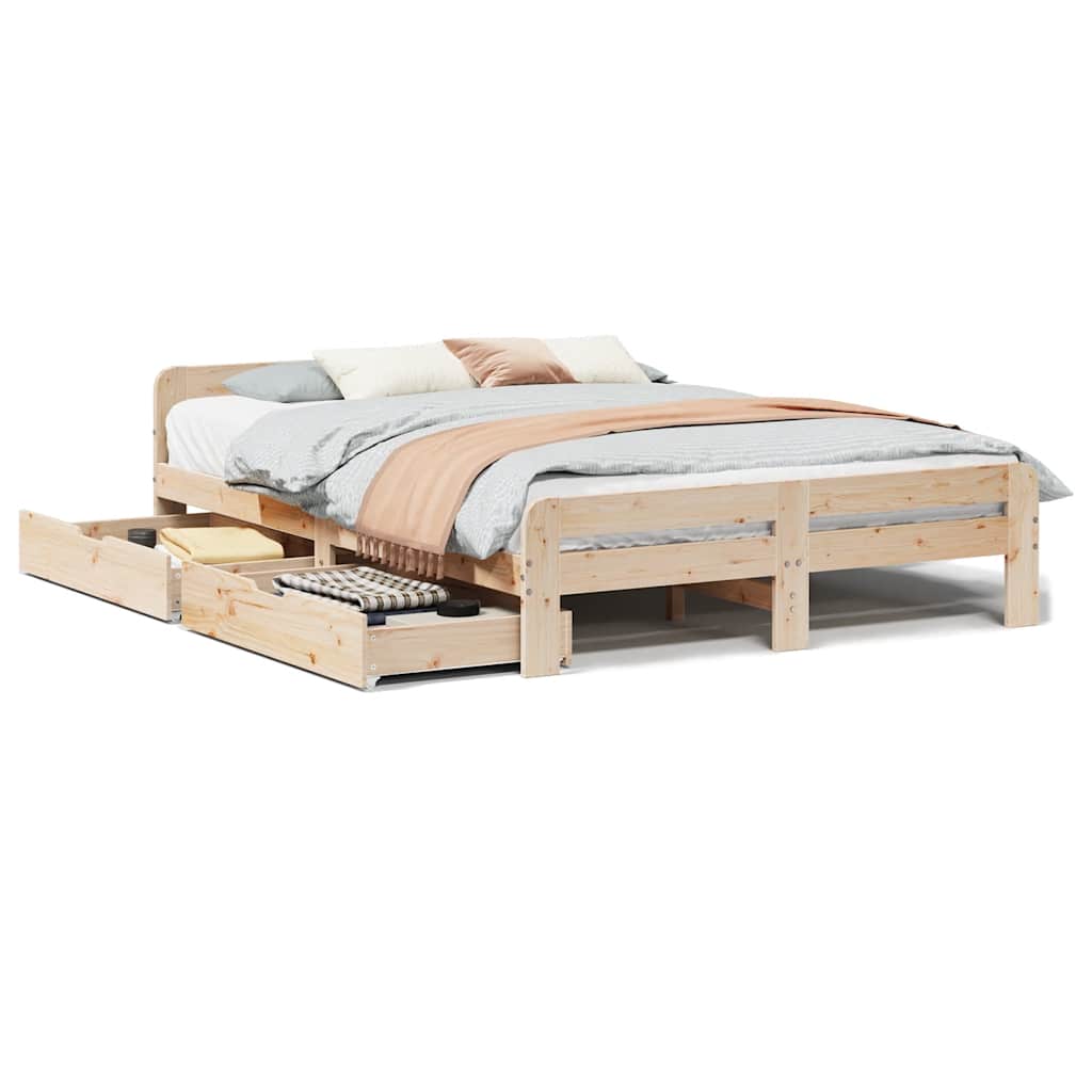 Bedframe zonder matras massief grenenhout 150x200 cm – afbeelding 2