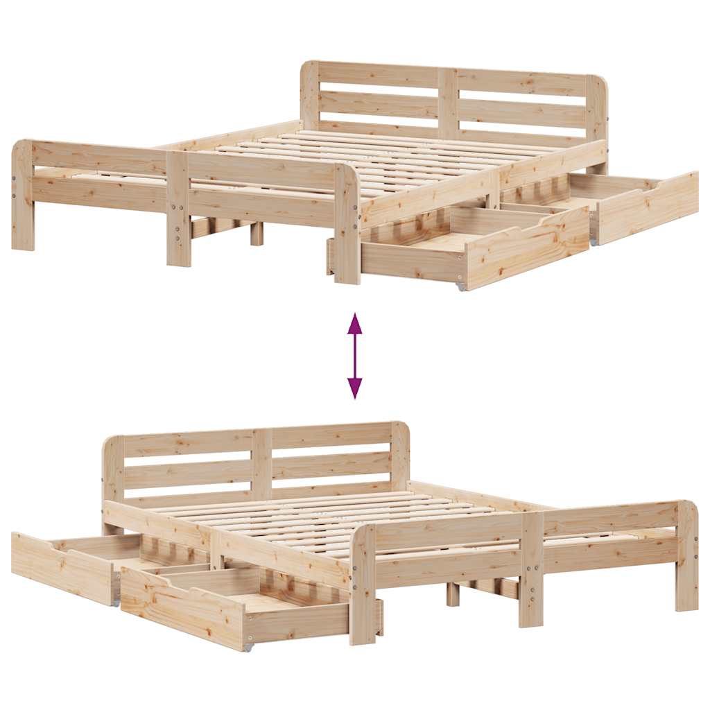 Bedframe zonder matras massief grenenhout 150x200 cm – afbeelding 9