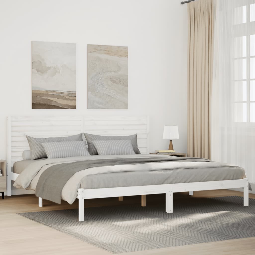 Bedframe extra lang zonder matras massief hout wit 200x210 cm – afbeelding 1
