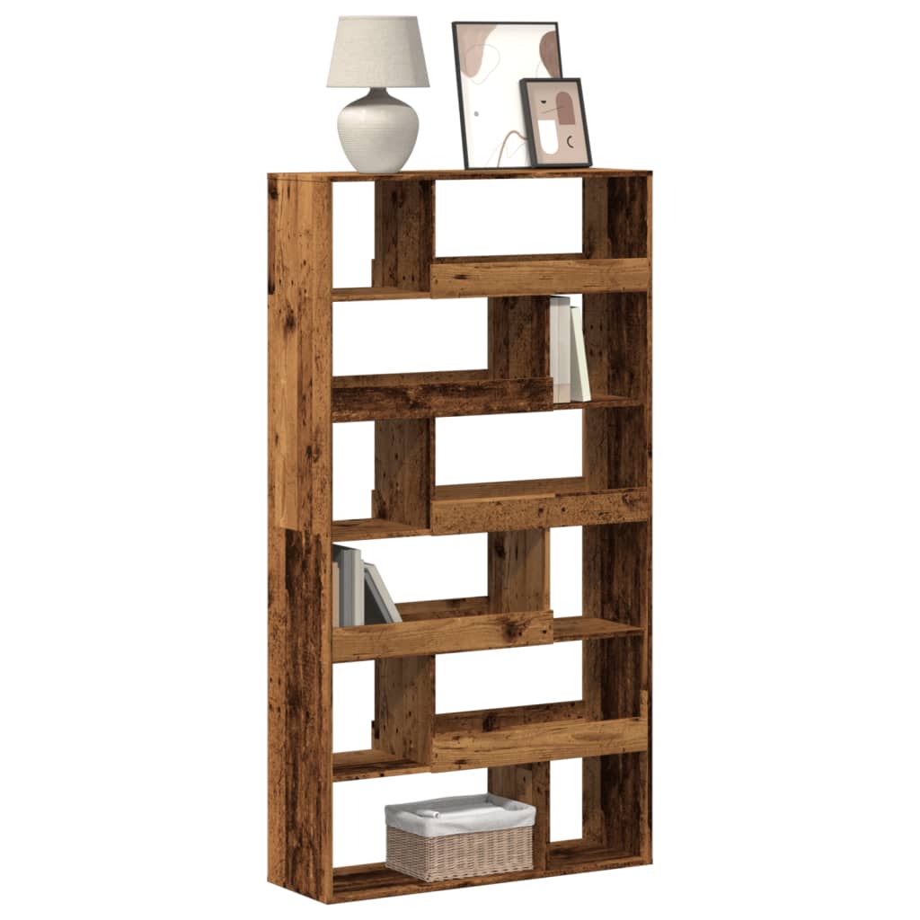 Boekenkast 100x33x187,5 cm bewerkt hout oud houtkleurig