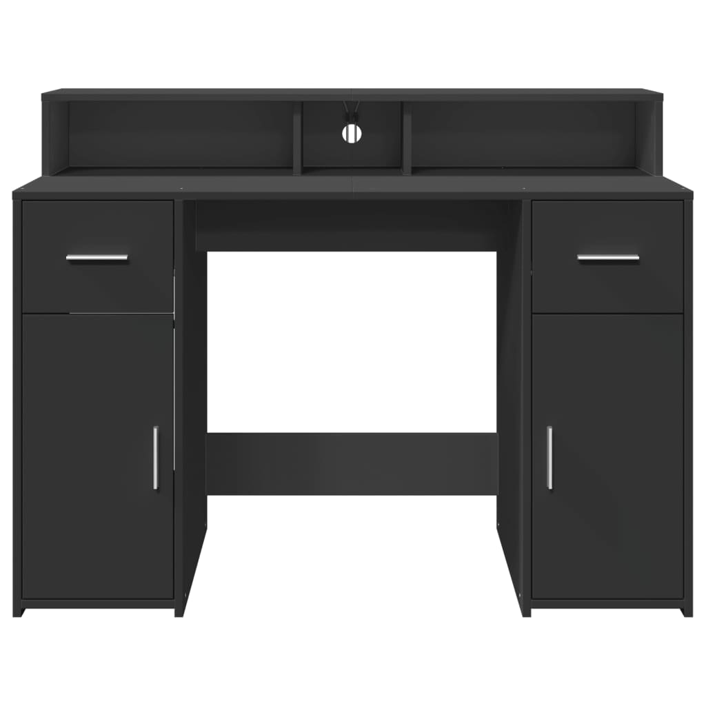 Bureau met LED-verlichting 120x55x91 cm bewerkt hout zwart – afbeelding 6