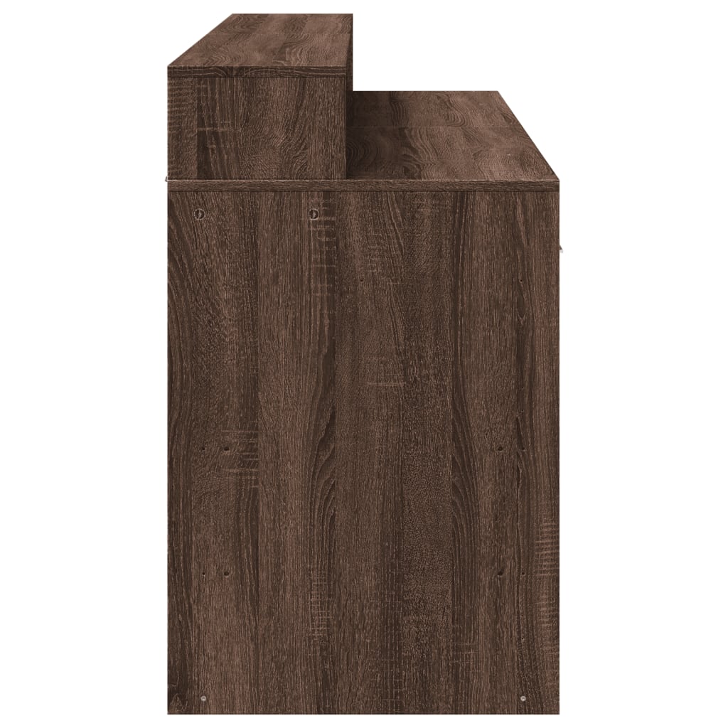 Bureau met LED-verlichting 140x55x91 cm hout bruin eikenkleurig – afbeelding 8