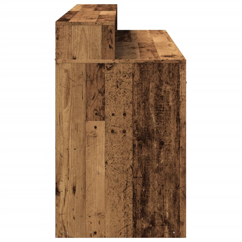 Bureau met LED-verlichting 140x55x91 cm bewerkt hout oud hout – afbeelding 8