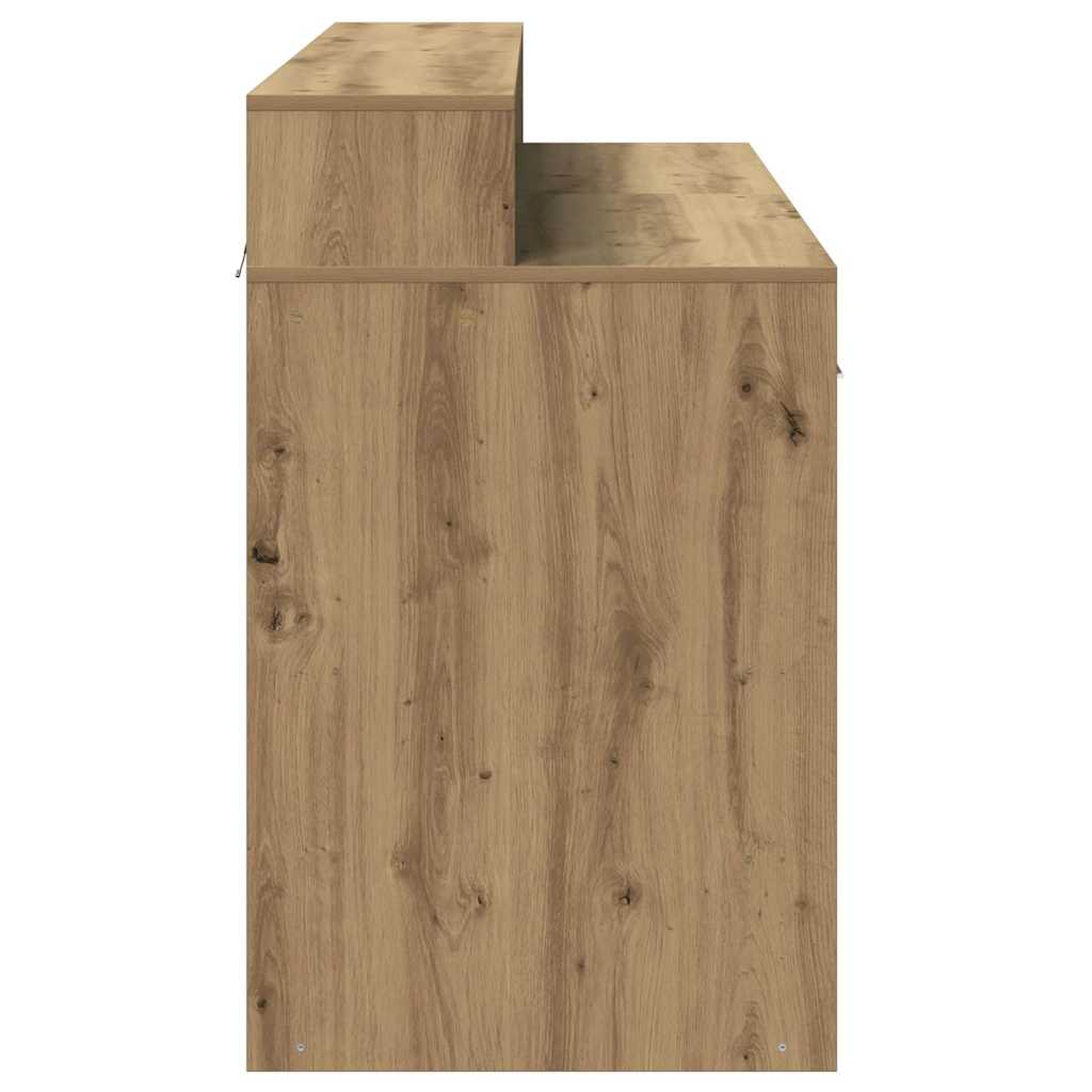 Bureau met LED-verlichting 140x55x91 cm hout artisanaal eiken – afbeelding 9