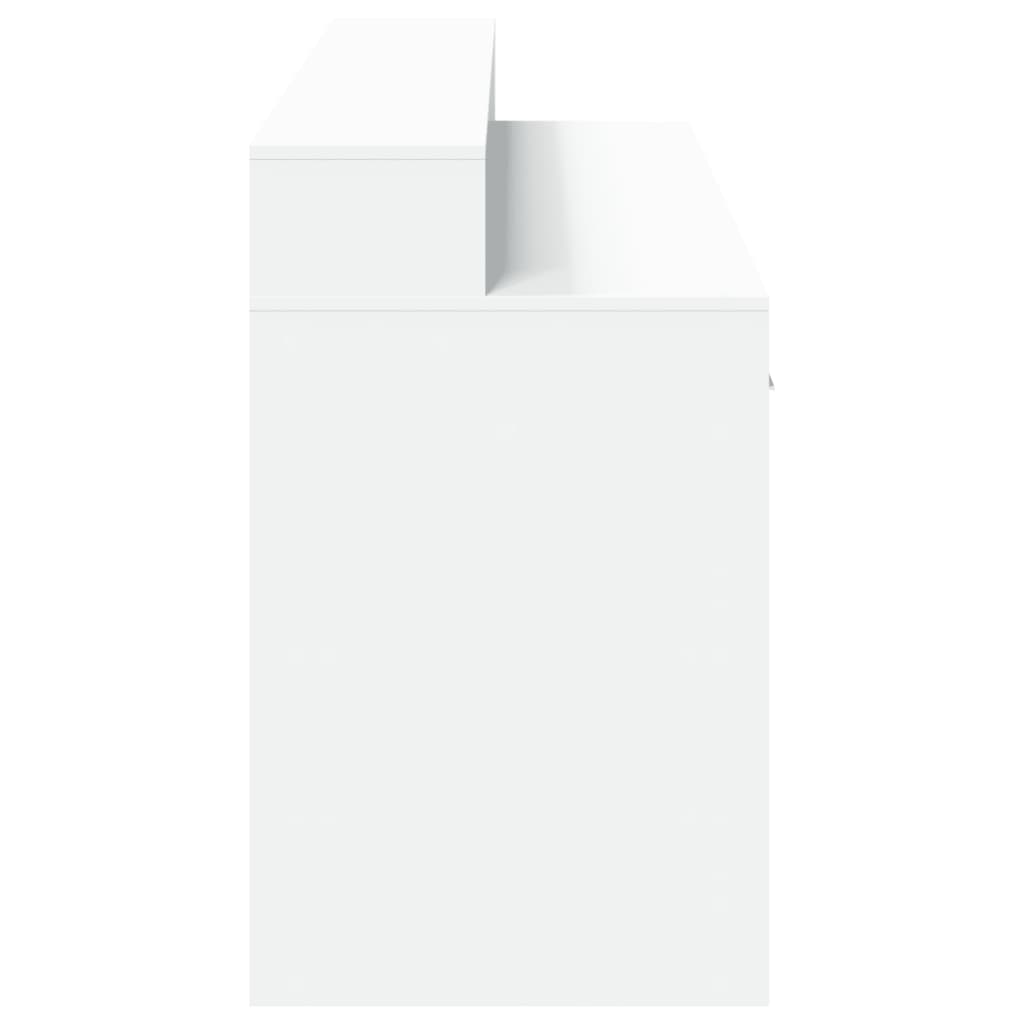 Bureau met LED-verlichting 160x55x91 cm bewerkt hout wit – afbeelding 8
